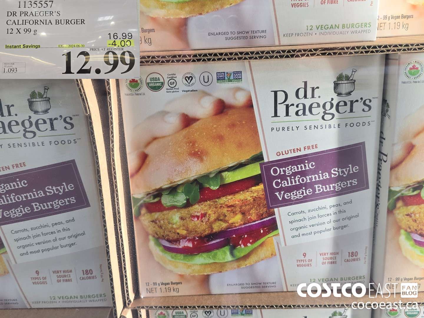 1135557 DR PRAEGER'S CALIFORNIA BURGER 12 X 99G ($4.00 INSTANT SAVINGS EXPIRES ON 2024-06-30) $12.99