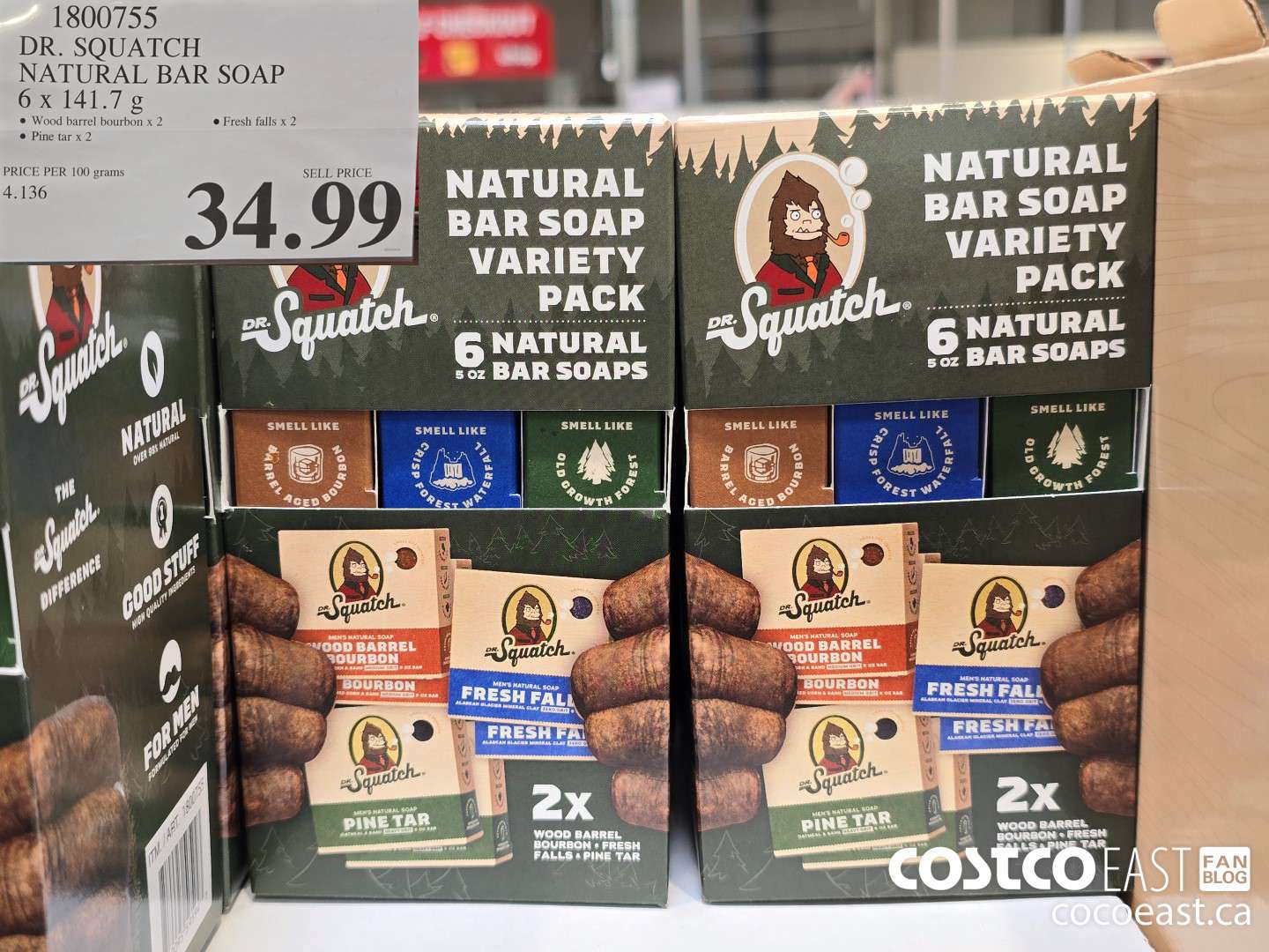 1800755 DR. SOUATCH NATURAL BAR SOAP 6 x 141.7 G $34.99