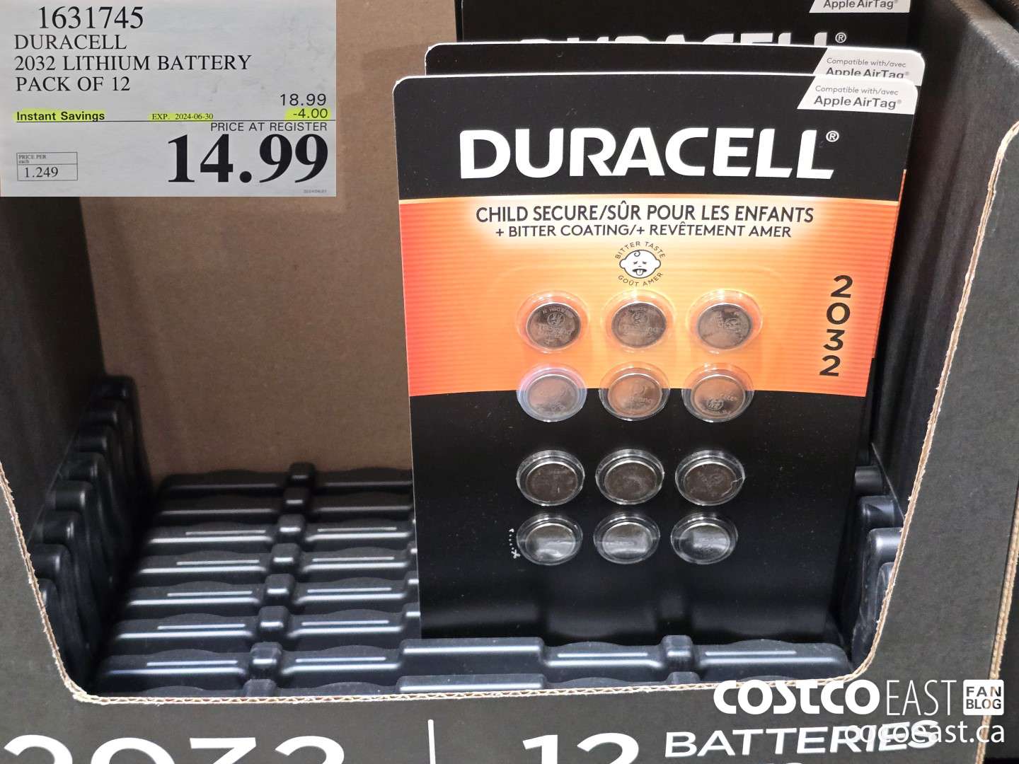 1631745 DURACELL 2032 LITHIUM BATTERY PACK OF 12 ($4.00 INSTANT SAVINGS EXPIRES ON 2024-06-30) $14.99