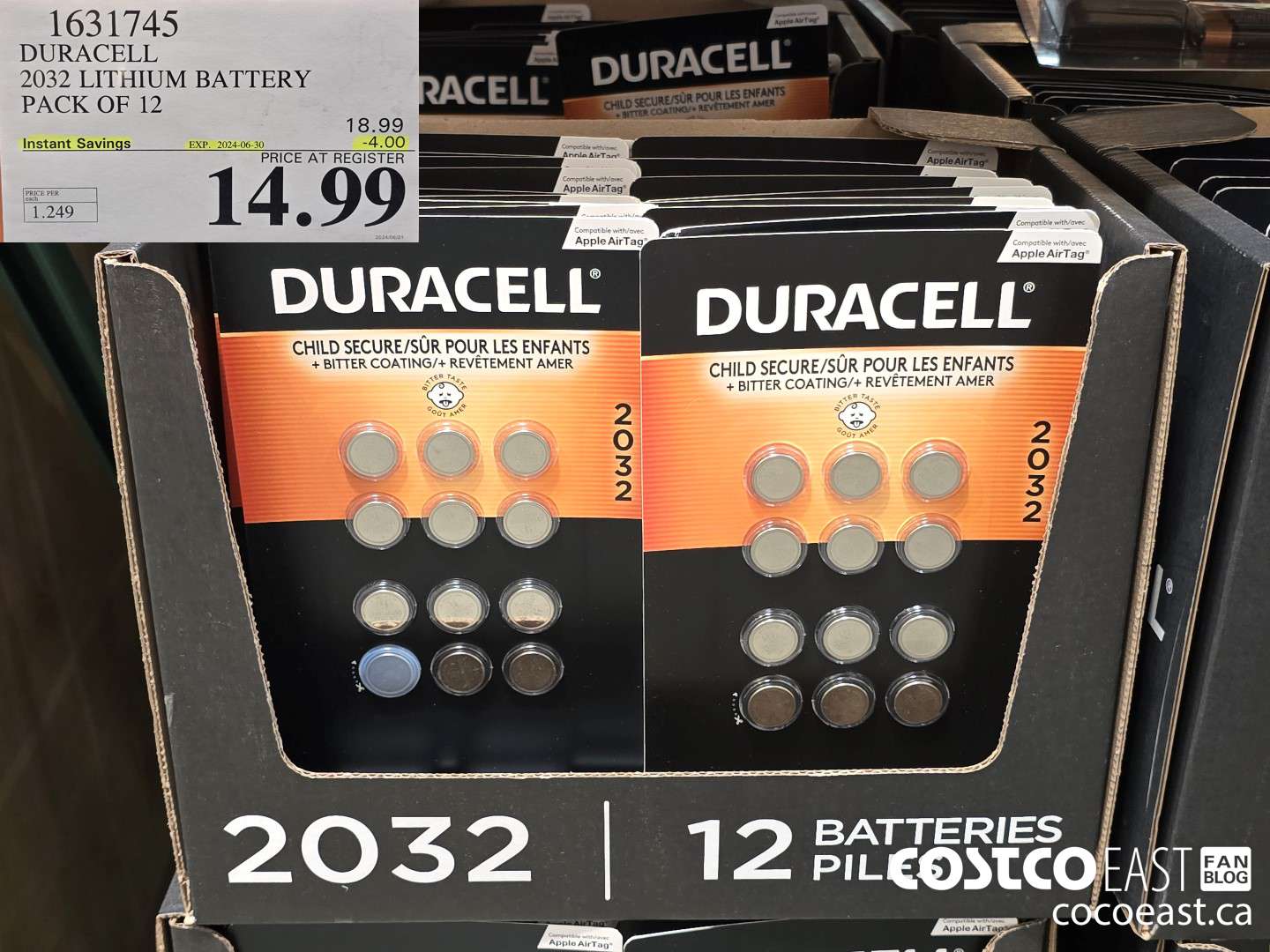 1631745 DURACELL 2032 LITHIUM BATTERY PACK OF 12 ($4.00 INSTANT SAVINGS EXPIRES ON 2024-06-30) $14.99