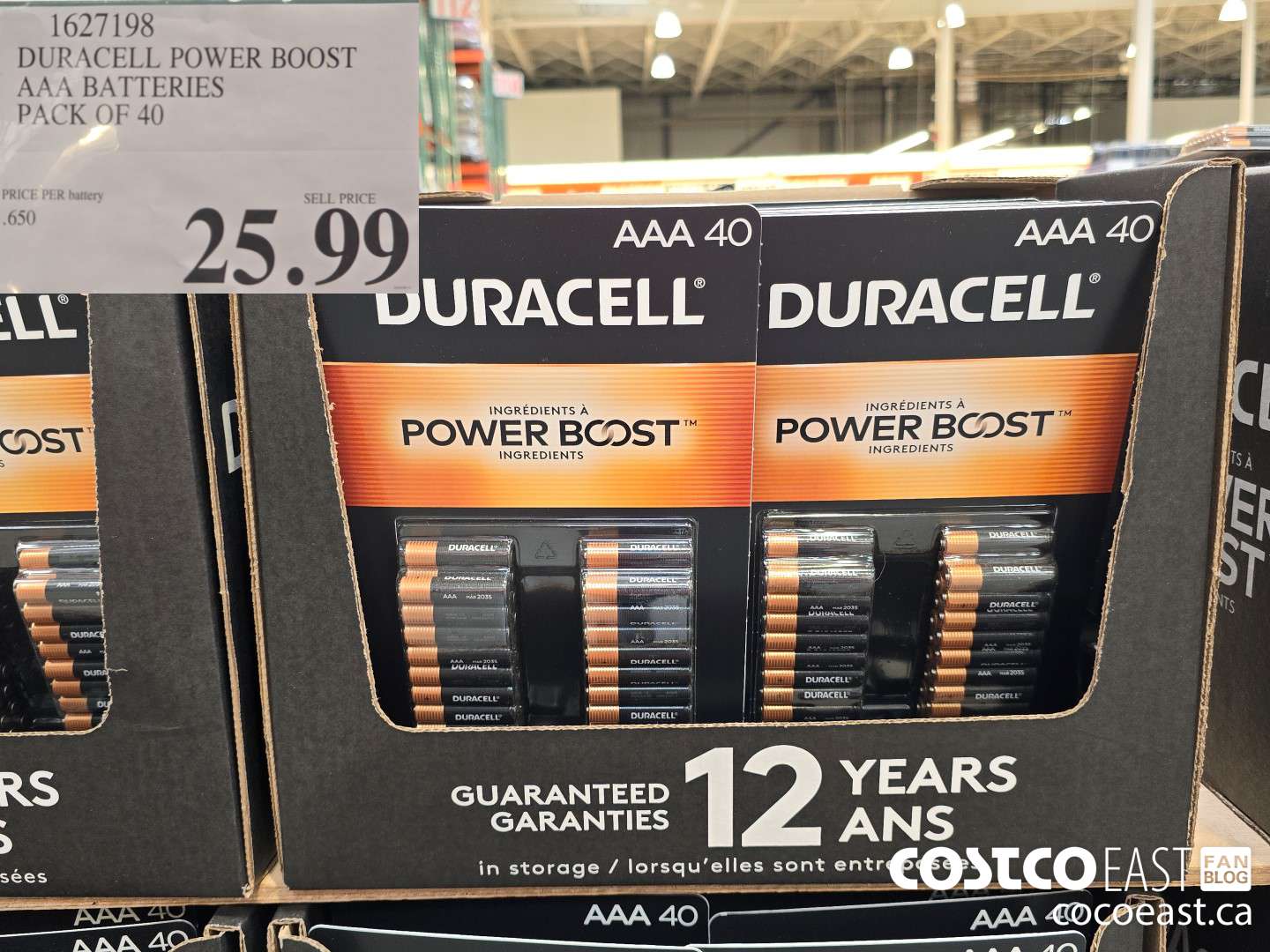 1627198 DURACELL POWER BOOST AAA BATTERIES PACK OF 40 $25.99