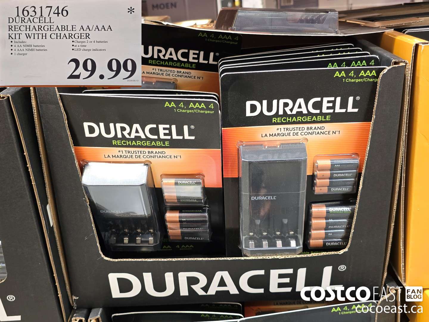 1631746 DURACELL RECHARGEABLE AA/AAA KIT WITH CHARGER $29.99