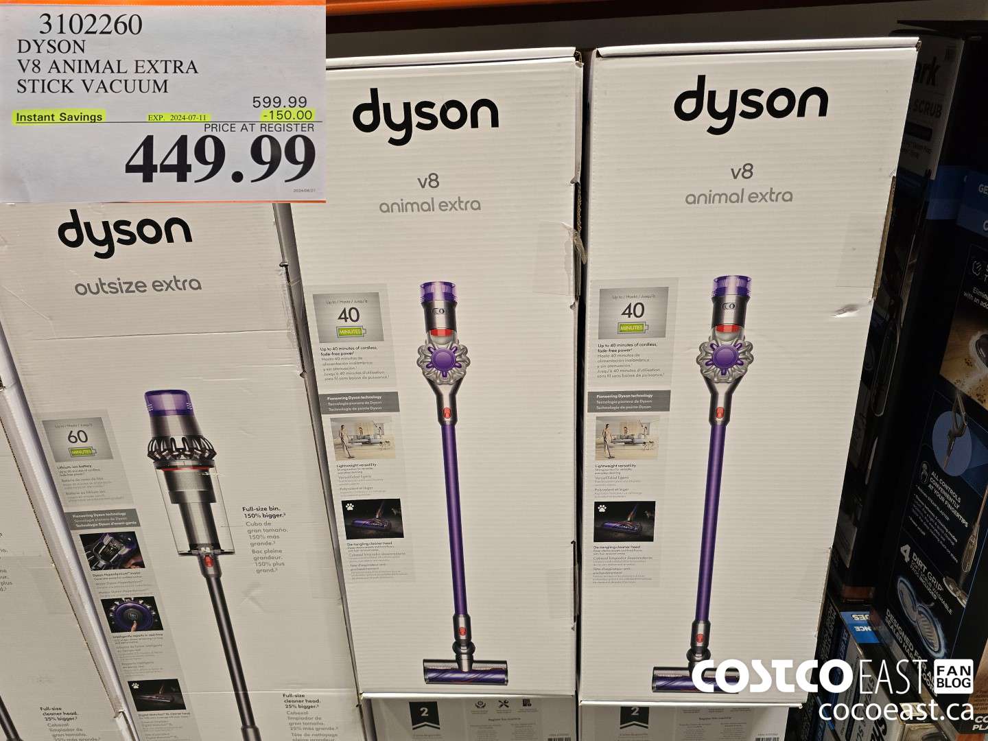3102260 DYSON V8 ANIMAL EXTRA STICK VACUUM ($150.00 INSTANT SAVINGS EXPIRES ON 2024-07-11) $449.99