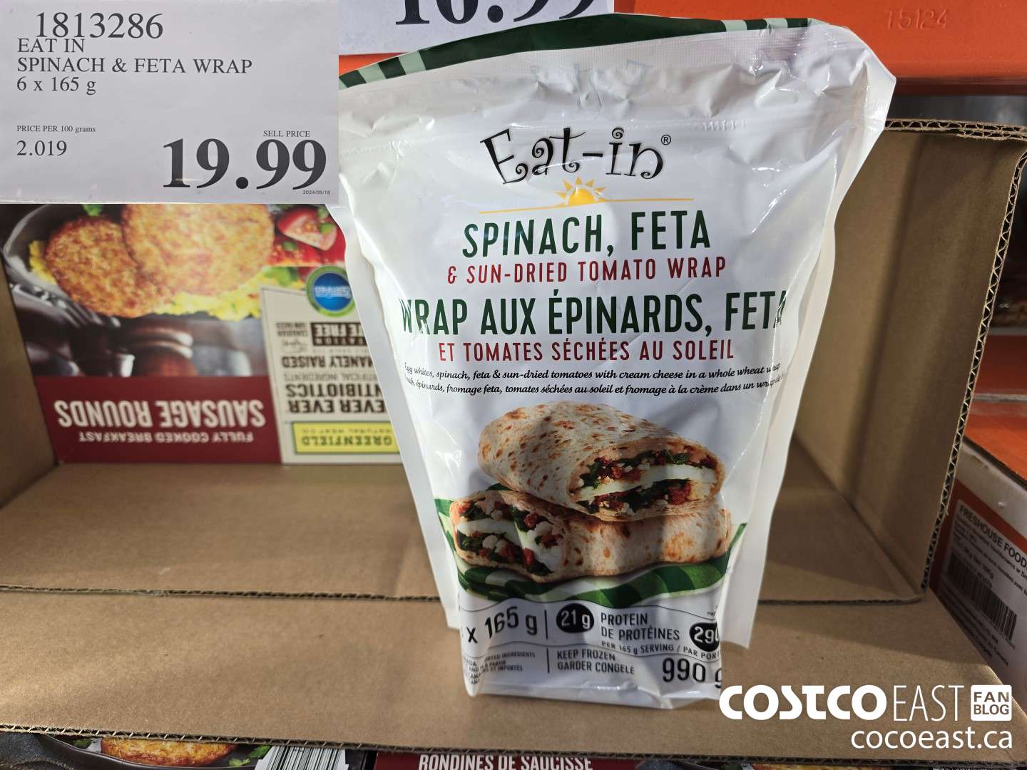 1813286 EAT IN SPINACH & FETA WRAP 6x 165 9 $19.99