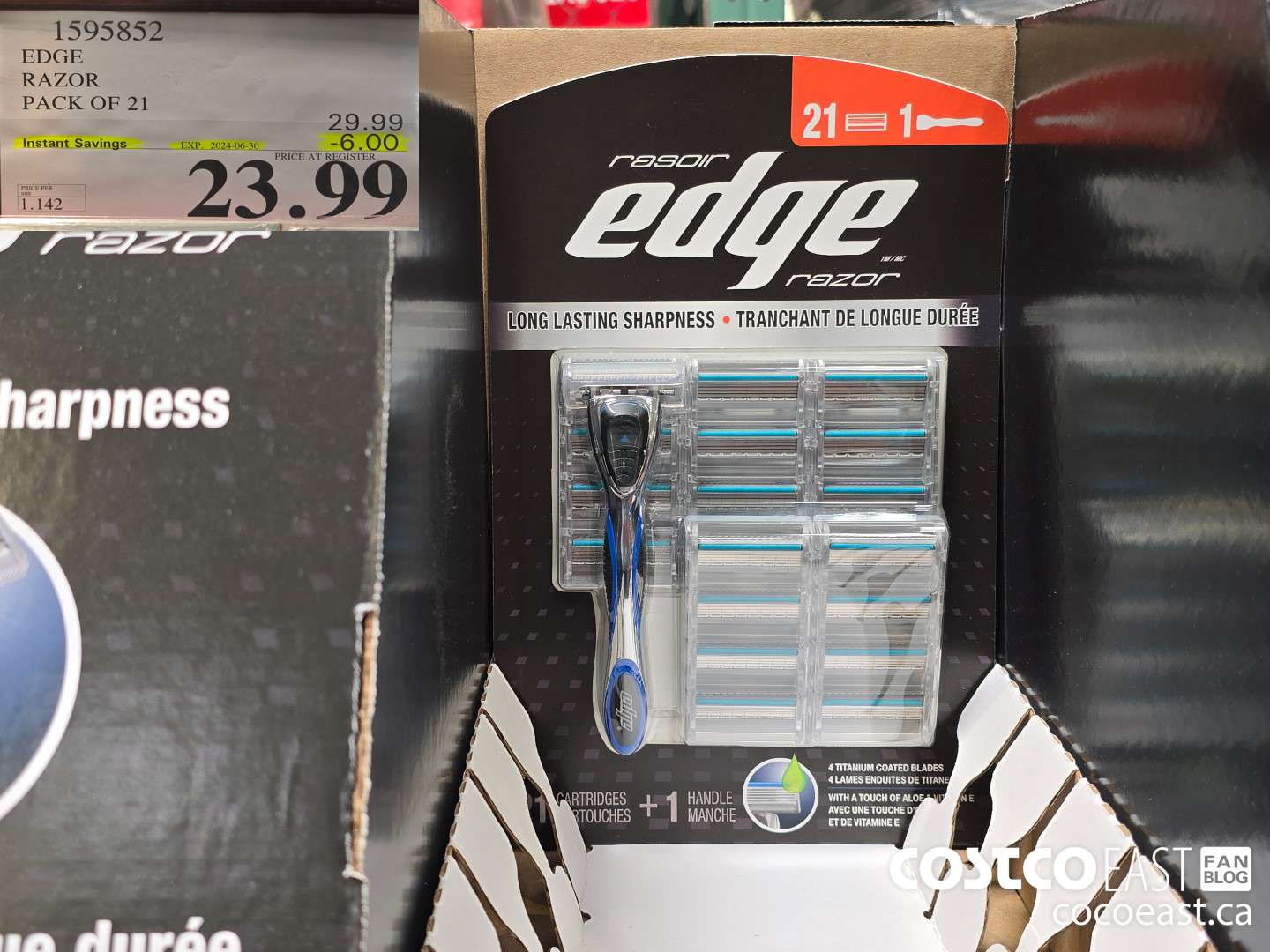 1595852 EDGE RAZOR PACK OF 21 ($6.00 INSTANT SAVINGS EXPIRES ON 2024-06-30) $23.99