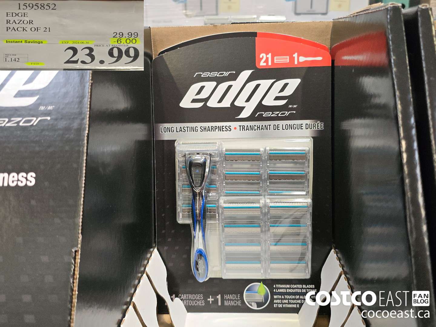 1595852 EDGE RAZOR PACK OF 21 ($6.00 INSTANT SAVINGS EXPIRES ON 2024-06-30) $23.99