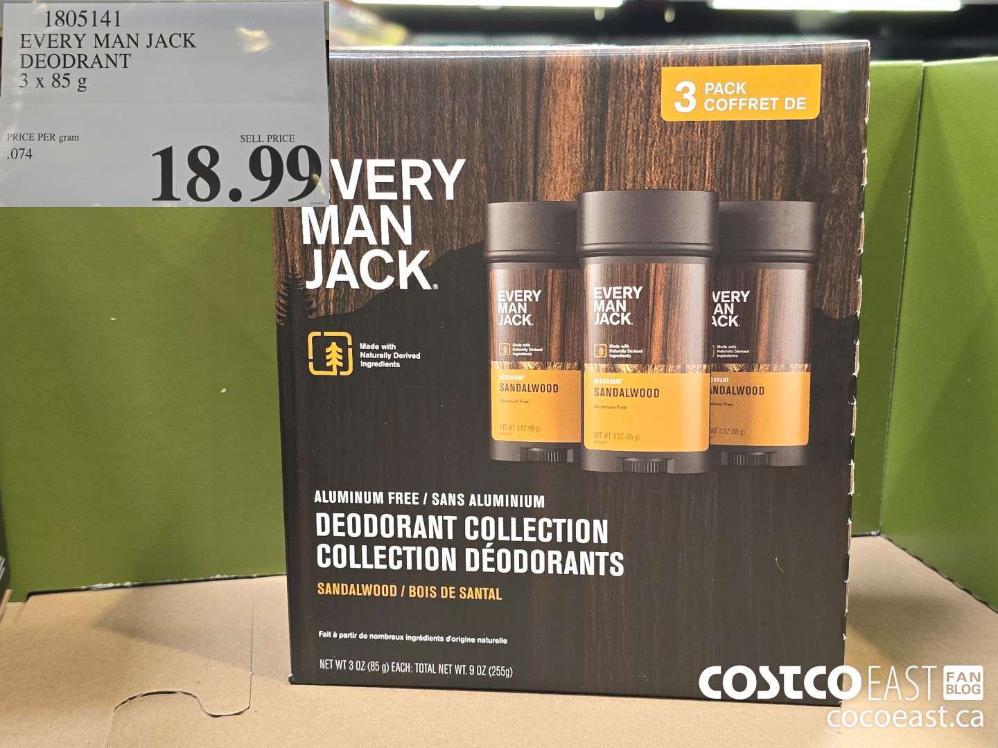 1805141 EVERY MAN JACK DEODRANT 3 x 85 g $18.99