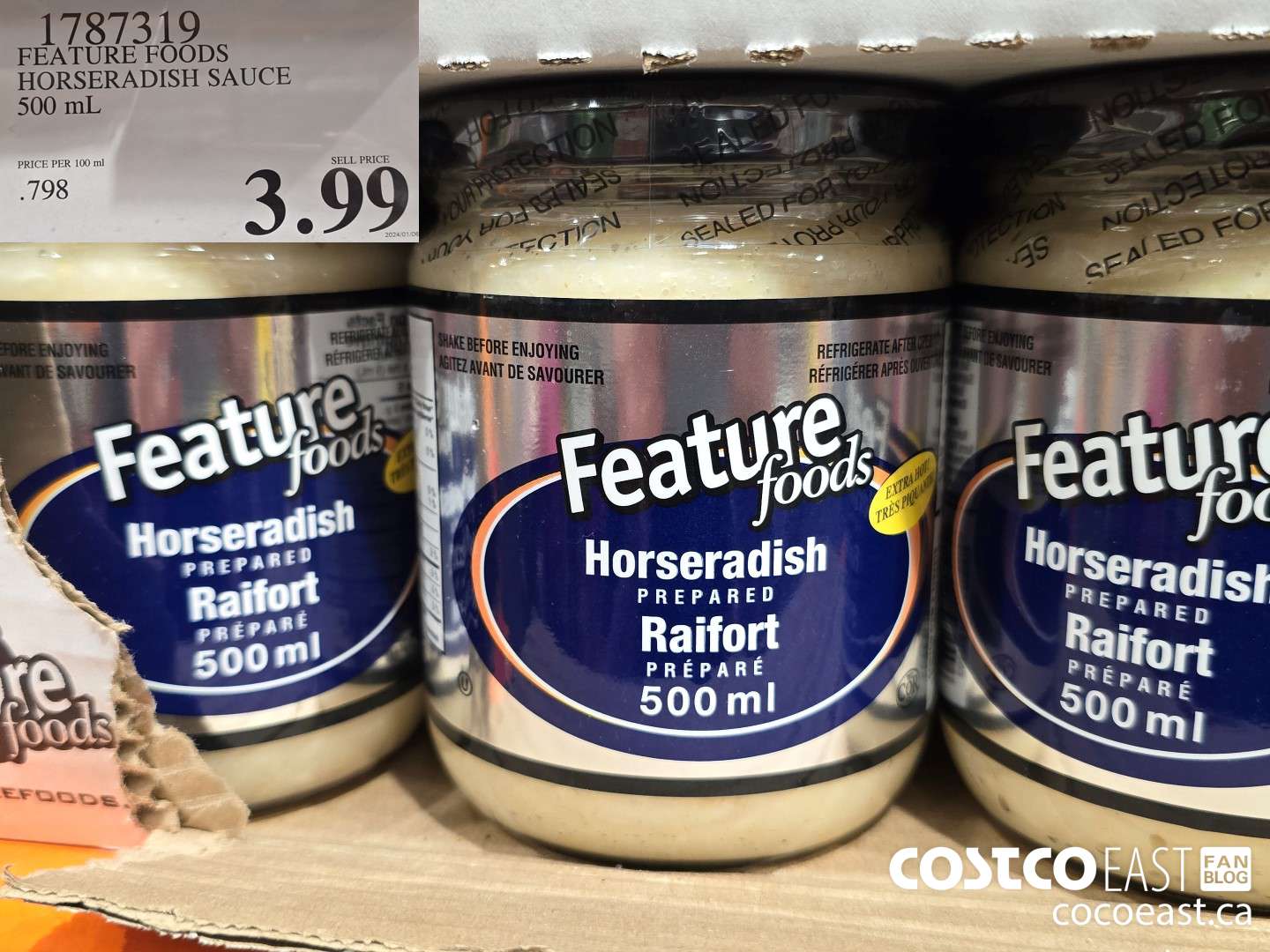 1787319 FEATURE FOODS HORSERADISH SAUCE 500 mL $3.99