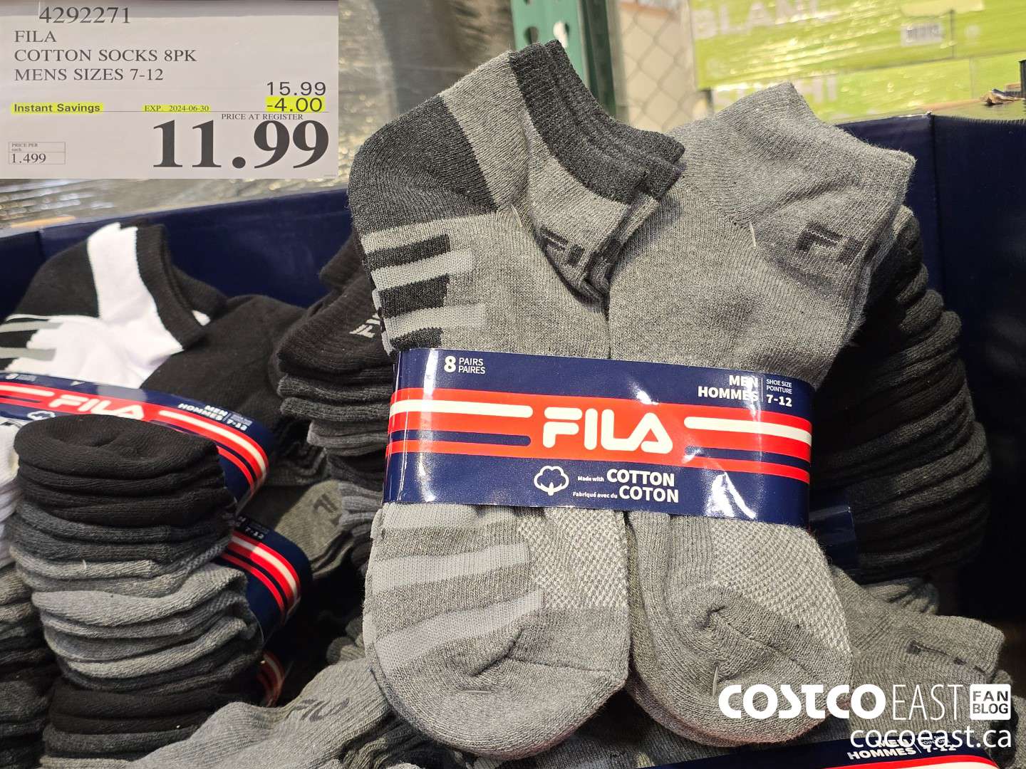 4292271 FILA COTTON SOCK 8PK MENS SIZES 7-12 ($4.00 INSTANT SAVINGS EXPIRES ON 2024-06-30) $11.99