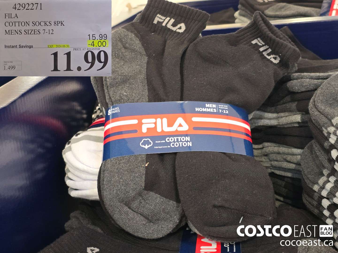 4292271 FILA COTTON SOCK 8PK MENS SIZES 7-12 ($4.00 INSTANT SAVINGS EXPIRES ON 2024-06-30) $11.99