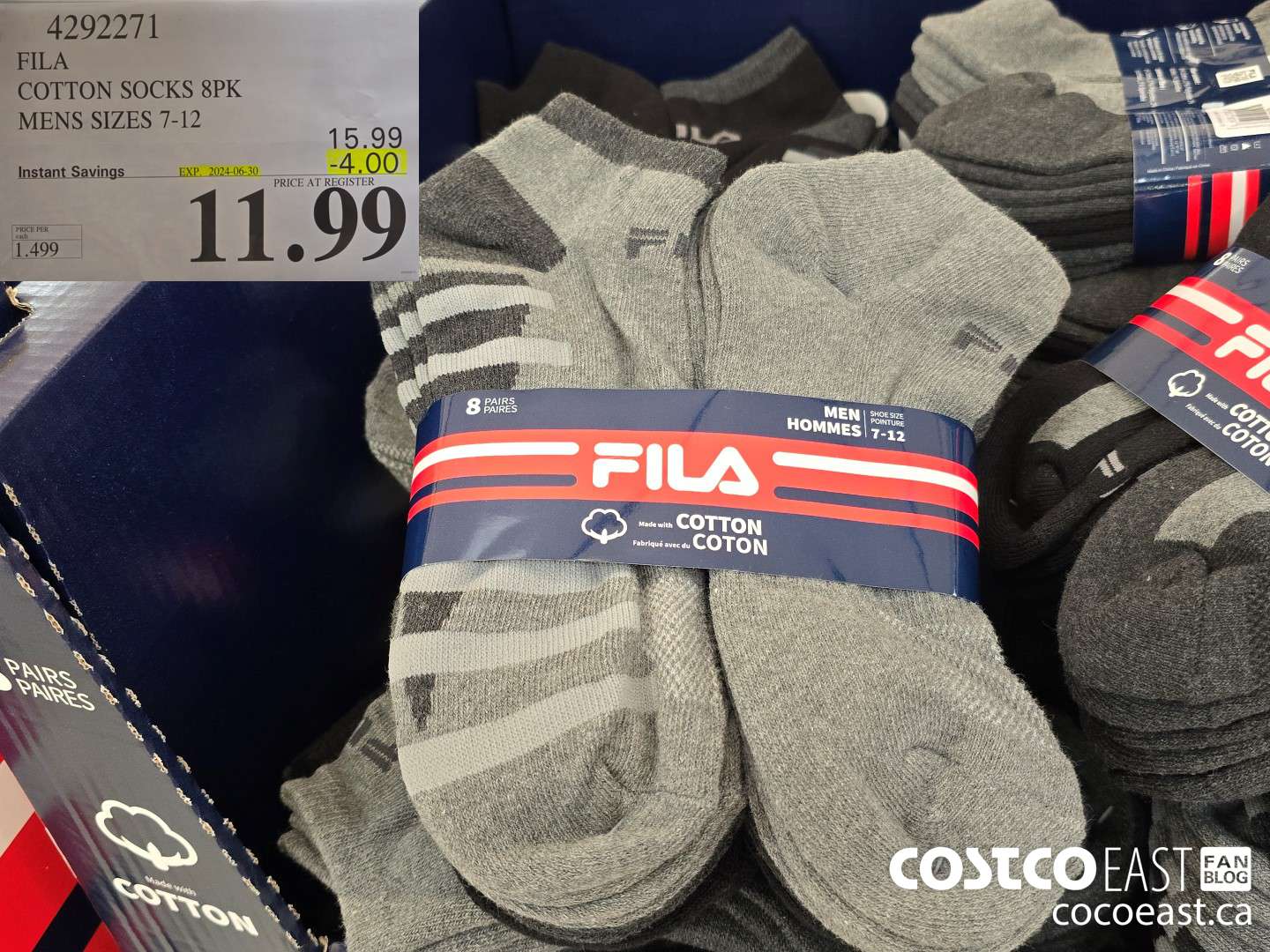 4292271 FILA COTTON SOCK 8PK MENS SIZES 7-12 ($4.00 INSTANT SAVINGS EXPIRES ON 2024-06-30) $11.99