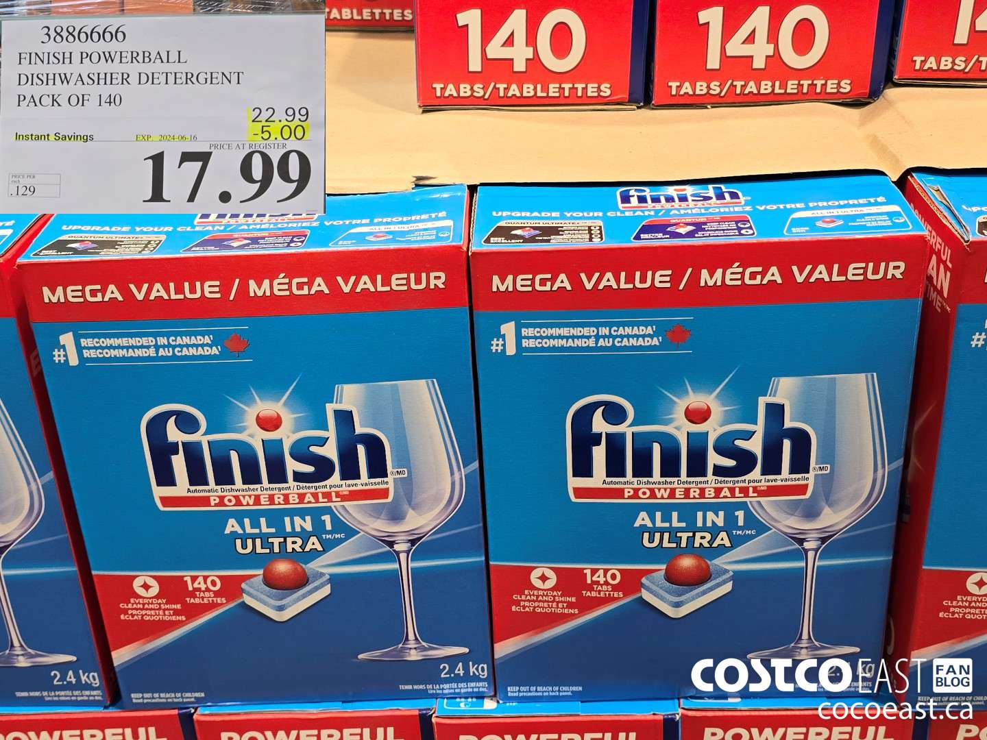 3886666 FINISH POWERBALL DISHWASHER DETERGENT PACK OF 140 ($5.00 INSTANT SAVINGS EXPIRES ON 2024-06-16) $17.99