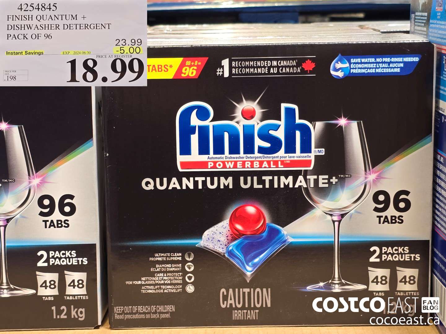 4254845 FINISH QUANTUM + DISHWASHER DETERGENT PACK OF 96 ($5.00 INSTANT SAVINGS EXPIRES ON 2024-06-30) $18.99