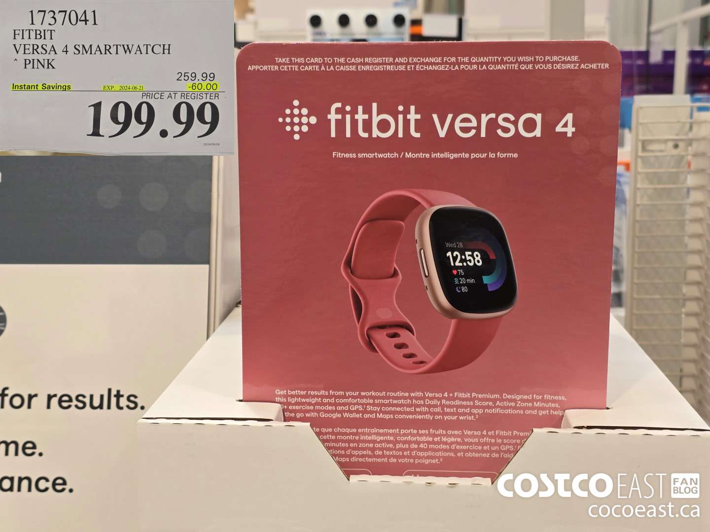1737041 FITBIT VERSA 4 SMARTWATCH PINK ($70.00 INSTANT SAVINGS EXPIRES ON 2024-06-21) $199.99