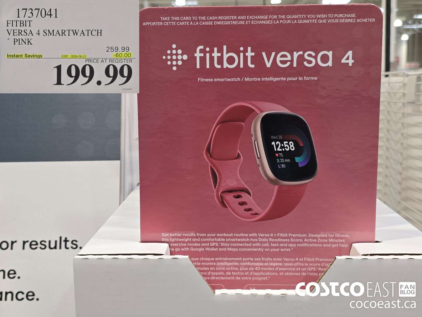 1737041 FITBIT VERSA 4 SMARTWATCH PINK ($70.00 INSTANT SAVINGS EXPIRES ON 2024-06-21) $199.99