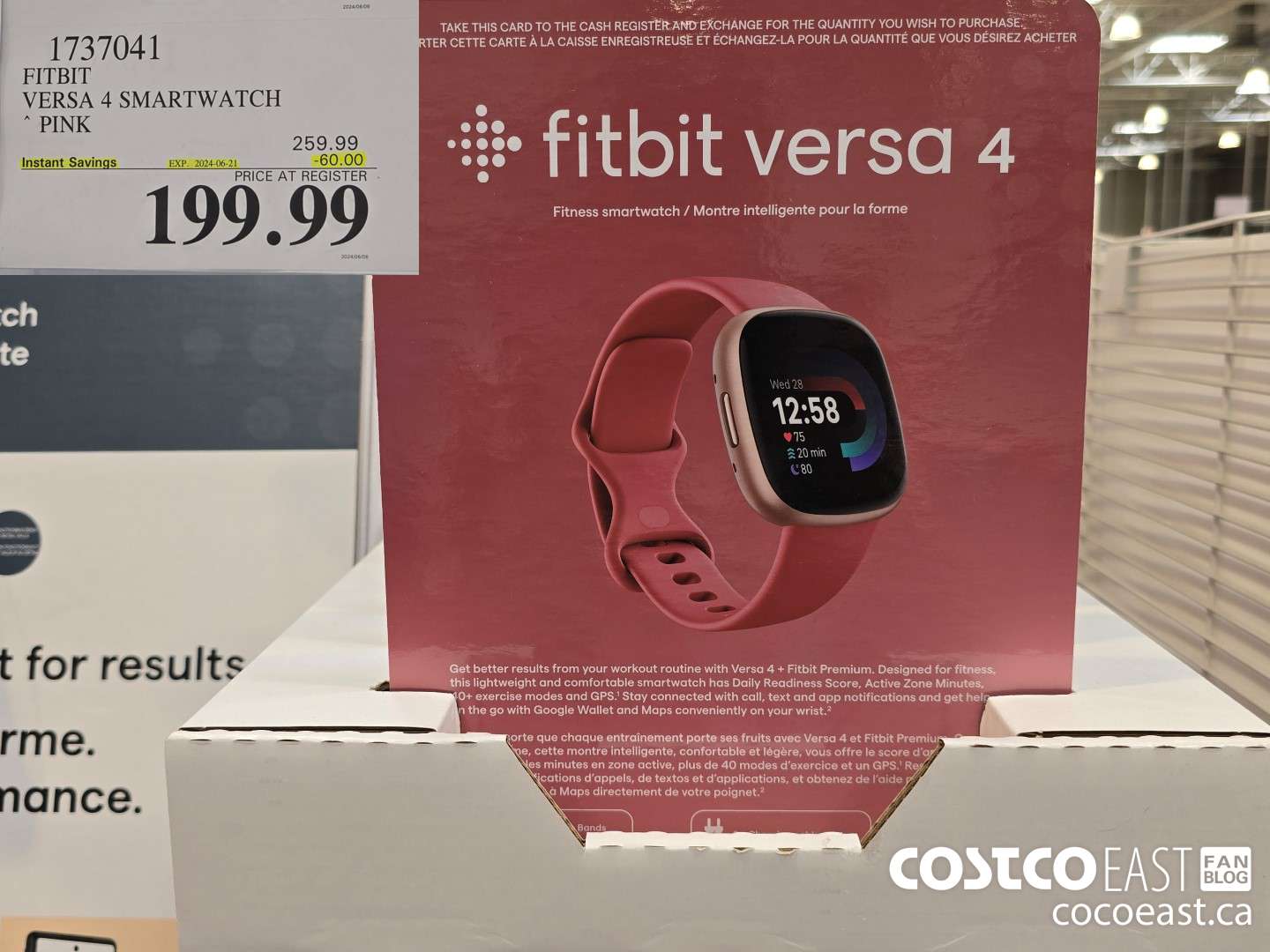 1737041 FITBIT VERSA 4 SMARTWATCH PINK ($70.00 INSTANT SAVINGS EXPIRES ON 2024-06-21) $199.99