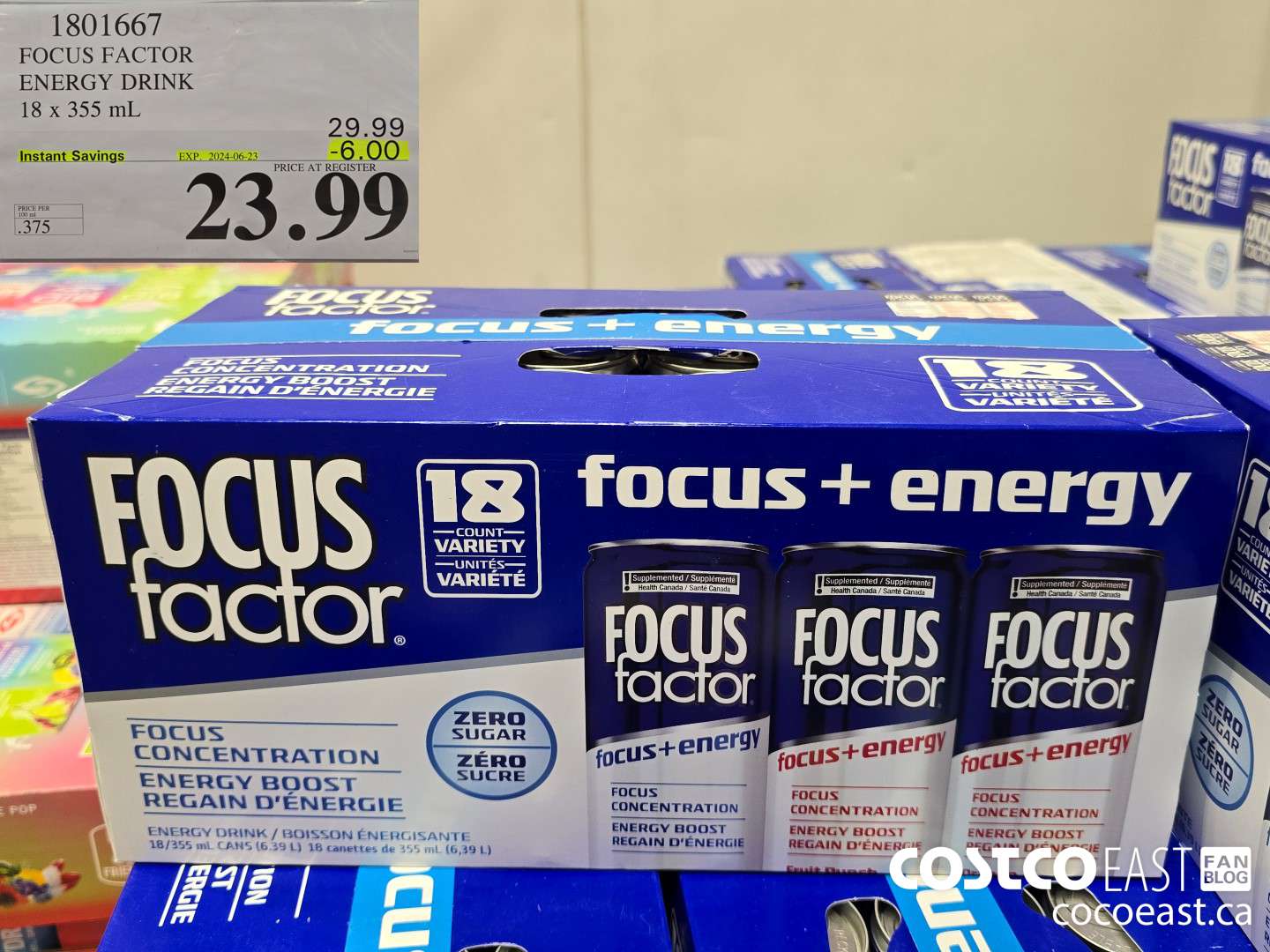 1801667 FOCUS FACTOR ENERGY DRINK 18 x 355 mL ($6.00 INSTANT SAVINGS EXPIRES ON 2024-06-23) $23.99