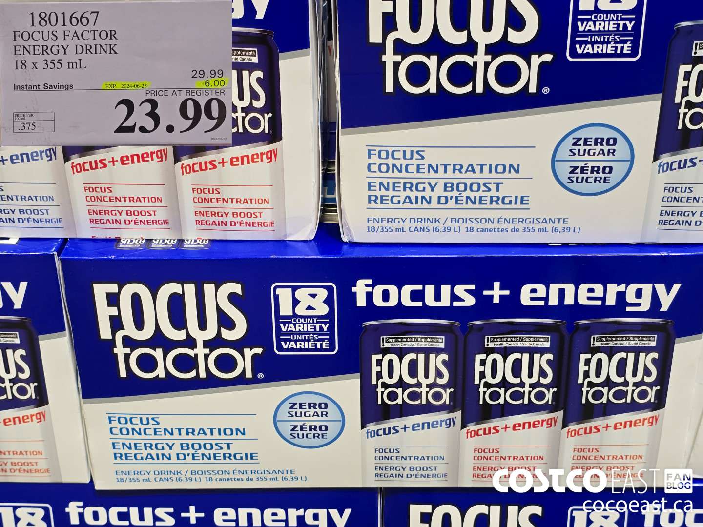 1801667 FOCUS FACTOR ENERGY DRINK 18 x 355 mL ($6.00 INSTANT SAVINGS EXPIRES ON 2024-06-23) $23.99