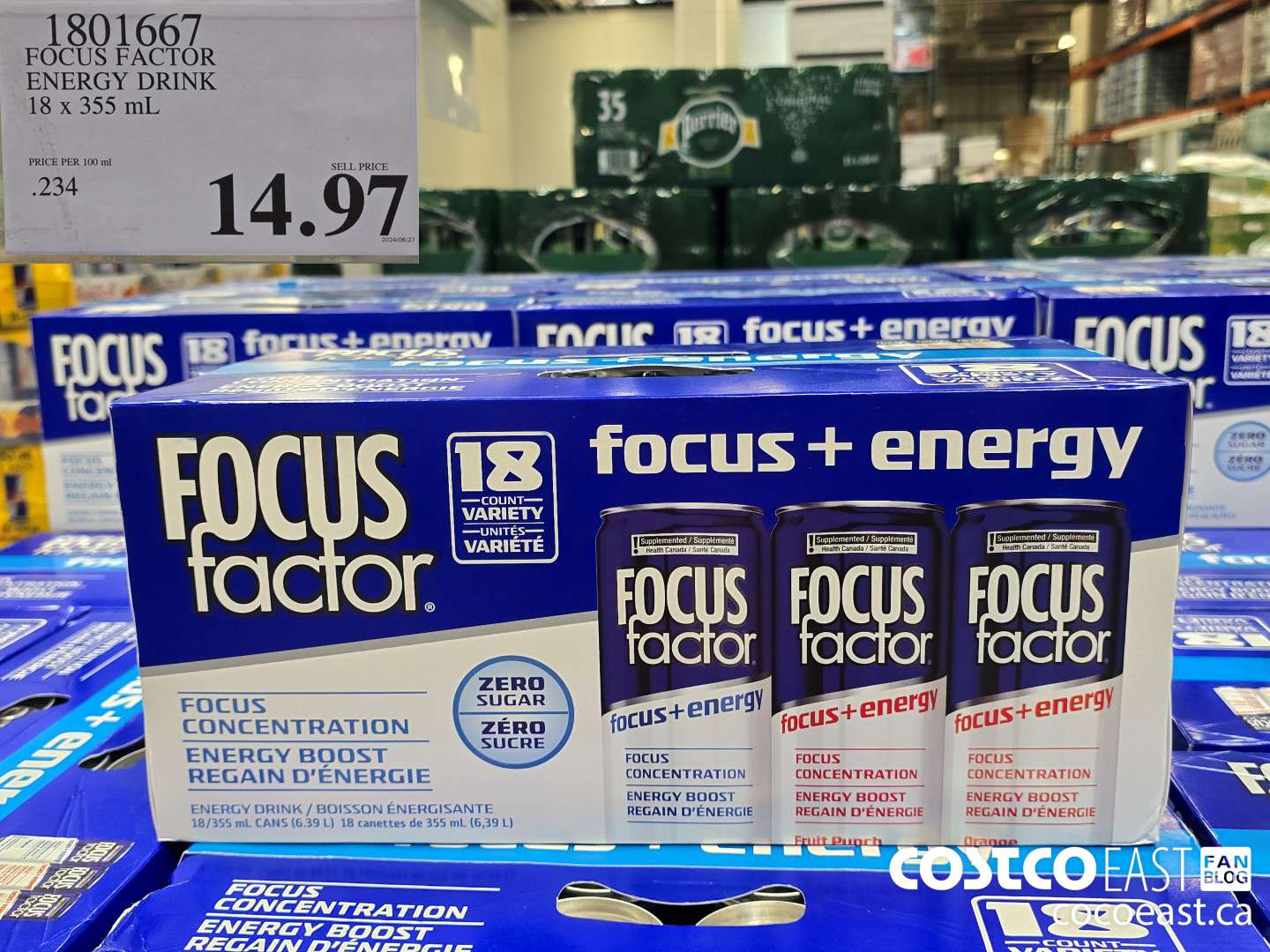 1801667 FOCUS FACTOR ENERGY DRINK 18 x 355 mL $14.97
