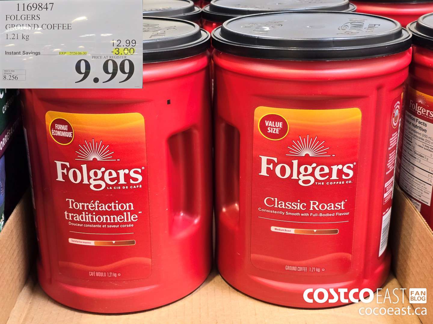 1169847 FOLGERS GROUND COFFEE 1.21 KG ($3.00 INSTANT SAVINGS EXPIRES ON 2024-06-30) $9.99