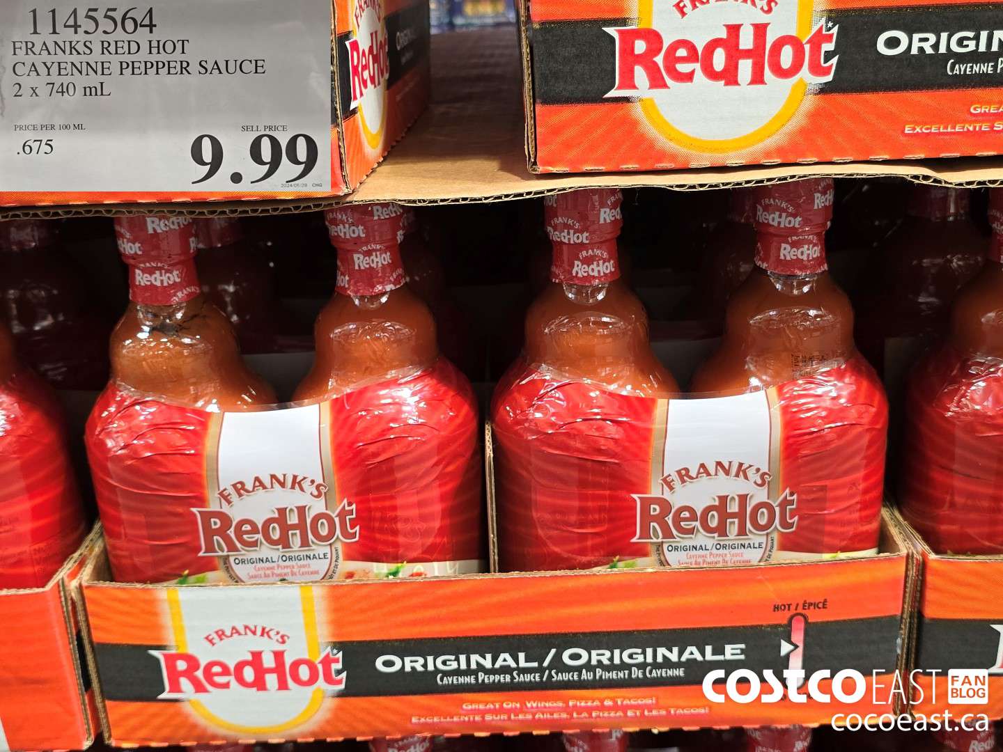 1145564 FRANKS RED HOT CAYENNE PEPPER SAUCE 2 X 740 ML $9.99
