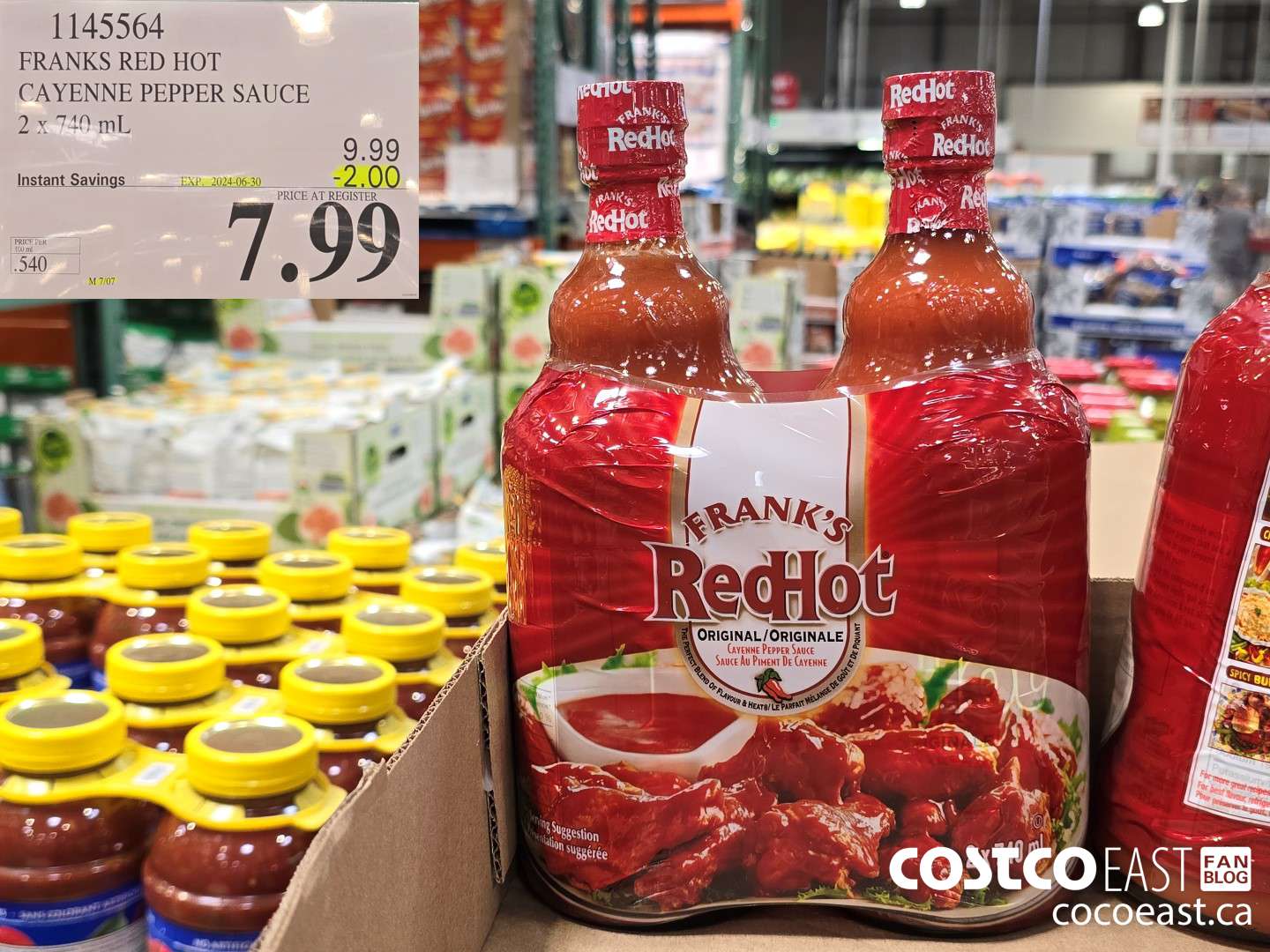 1145564 FRANKS RED HOT CAYENNE PEPPER SAUCE 2 X 740 ML ($2.00 INSTANT SAVINGS EXPIRES ON 2024-06-30) $7.99