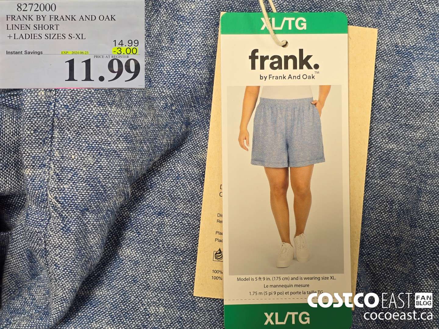 8272000 FRANK BY FRANK AND OAK LINEN SHORT +LADIES SIZES S-XL ($3.00 INSTANT SAVINGS EXPIRES ON 2024-06-23) $11.99