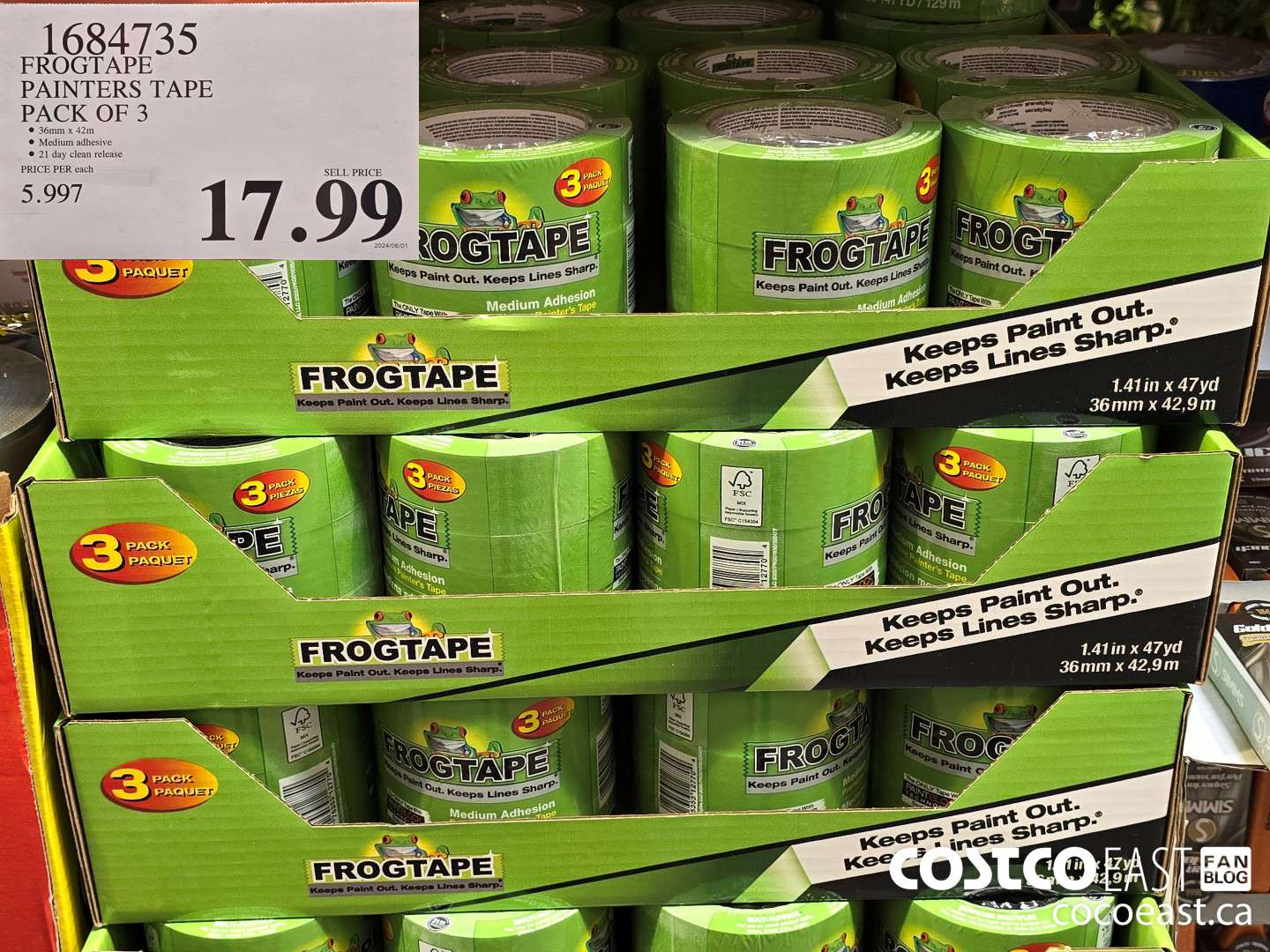 1684735 FROGTAPE PAINTERS TAPE PACK OF 3 $17.99