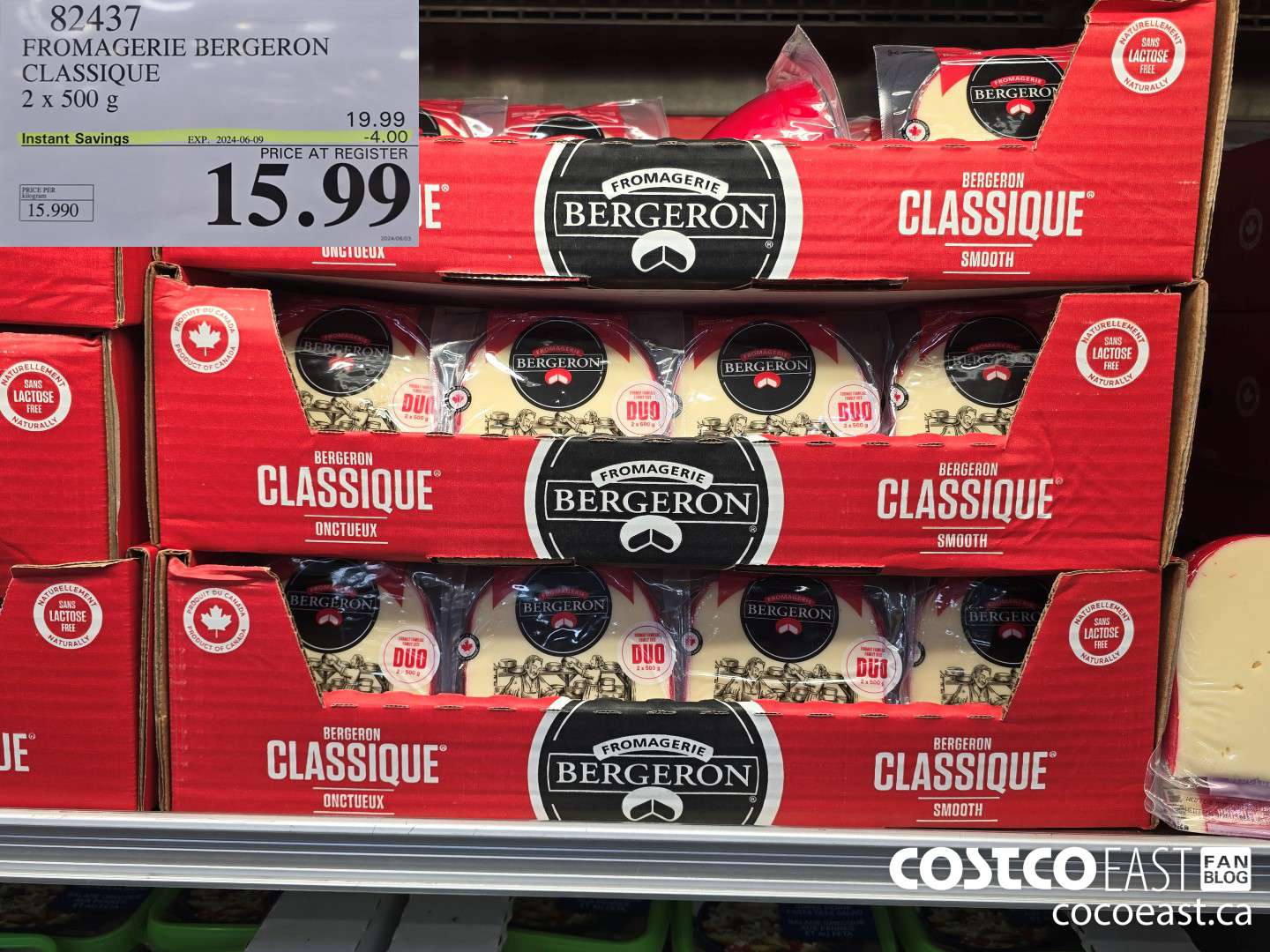 82437 FROMAGERIE BERGERON CLASSIC 2 x 500 g ($4.00 INSTANT SAVINGS EXPIRES ON 2024-06-09) $15.99