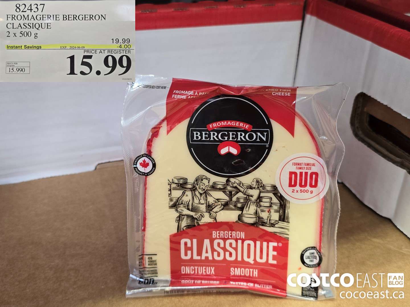 82437 FROMAGERIE BERGERON CLASSIC 2 x 500 g ($4.00 INSTANT SAVINGS EXPIRES ON 2024-06-09) $15.99