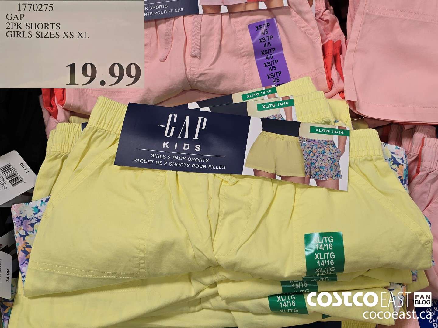 1770275 GAP 2PK SHORTS GIRLS SIZES XS-XL $19.99