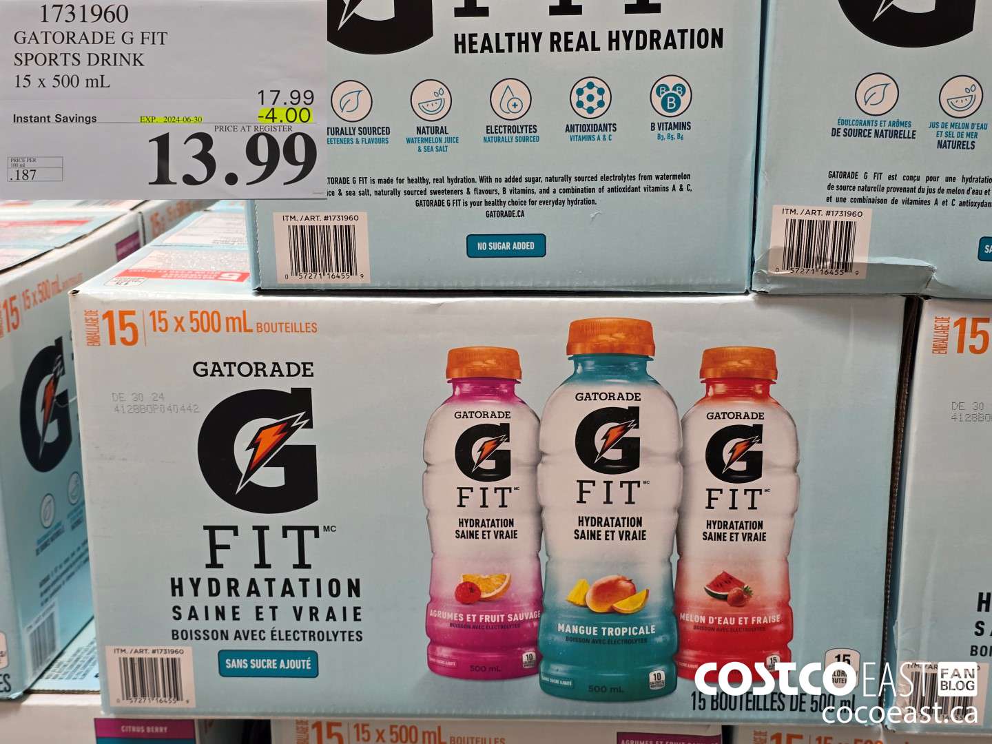 1731960 GATORADE G FIT SPORTS DRINK 15 X 500 ML ($4.00 INSTANT SAVINGS EXPIRES ON 2024-06-30) $13.99