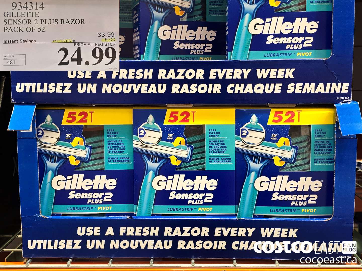 934314 GILLETTE SENSOR 2 PLUS RAZOR PACK OF 52 ($9.00 INSTANT SAVINGS EXPIRES ON 2024-06-30) $24.99