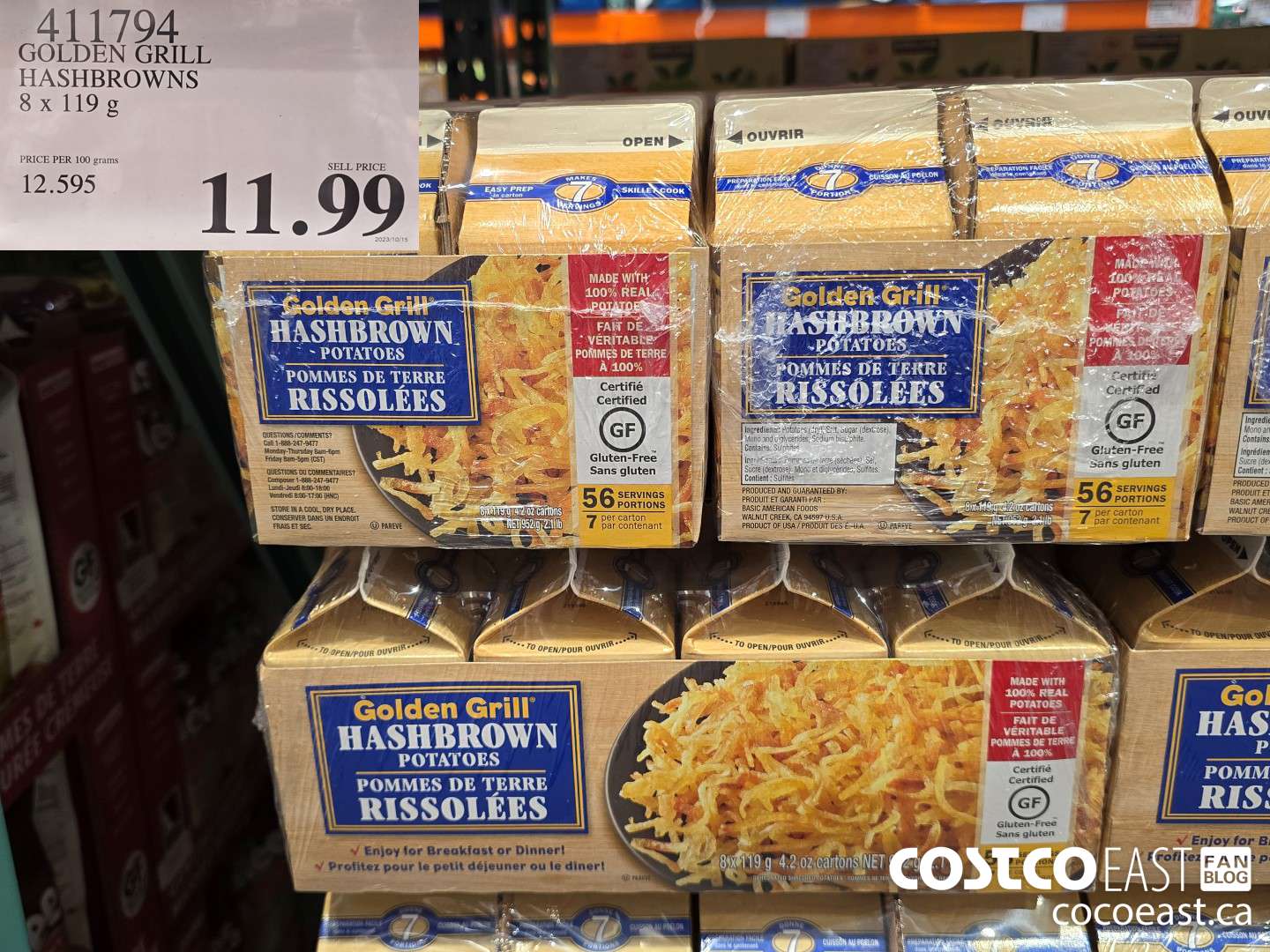 411794 GOLDEN GRILL HASHBROWN 8 X 119G $11.99