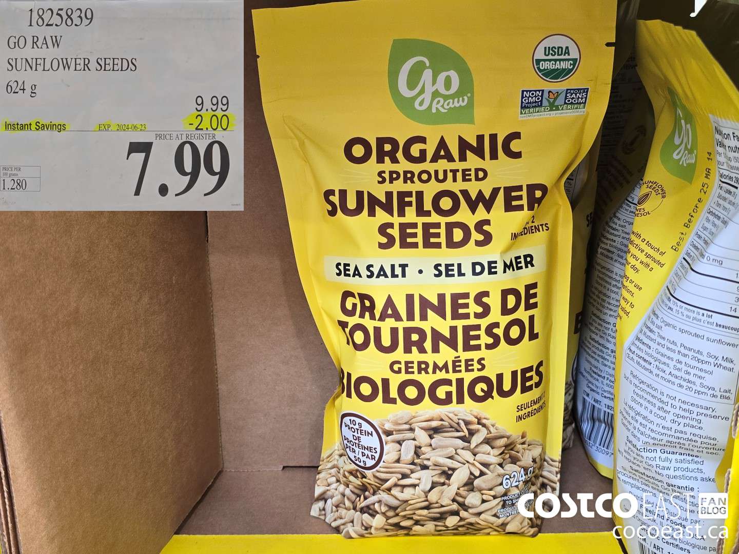 1825839 GO RAW SUNFLOWER SEEDS 624 g ($2.00 INSTANT SAVINGS EXPIRES ON 2024-06-23) $7.99