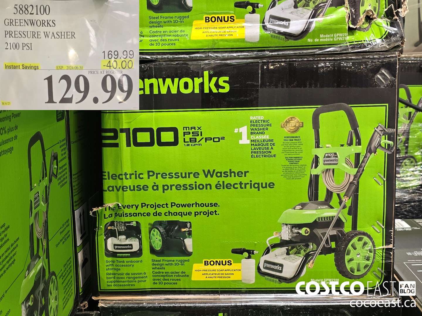 5882100 GREENWORKS PRESSURE WASHER 2100 PSI ($40.00 INSTANT SAVINGS EXPIRES ON 2024-06-30) $129.99