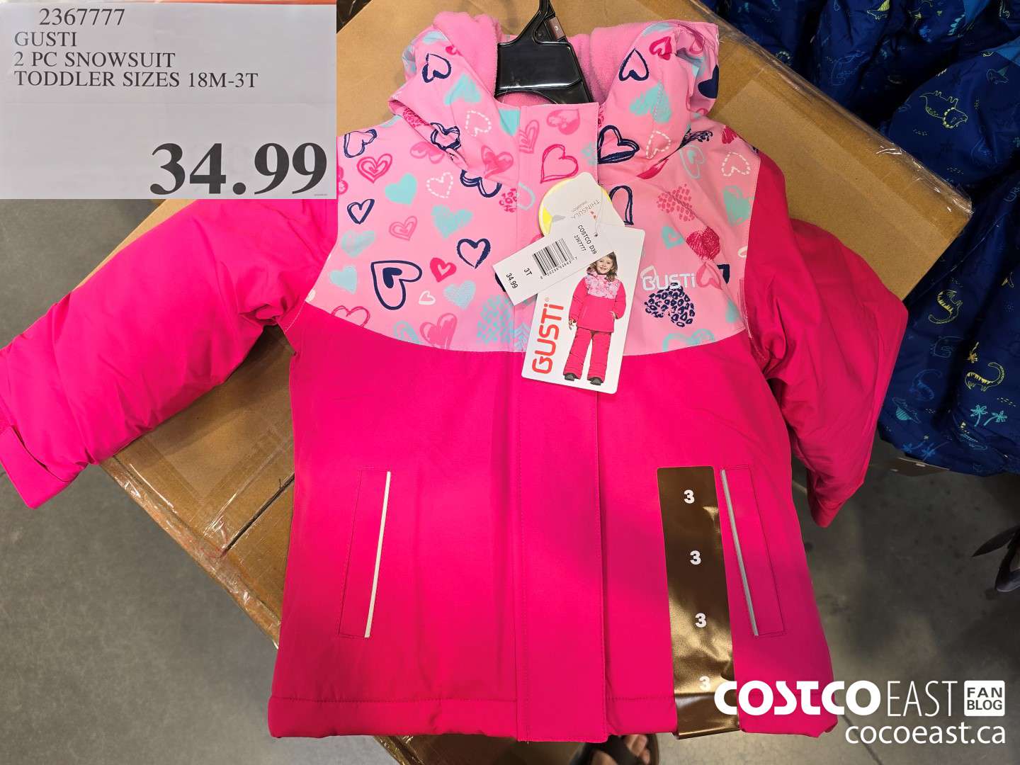 2301077 GUSTI 2 PC SNOWSUIT TODDLER SIZES 18M-3T $34.99