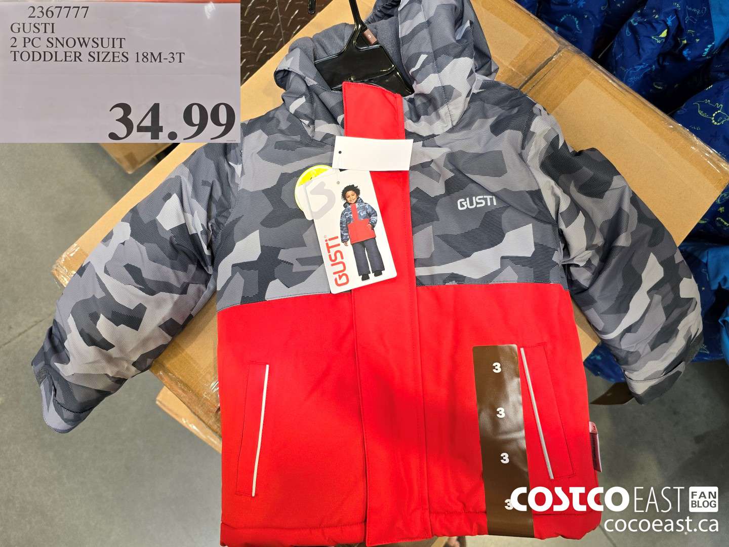 2307777 GUSTI 2 PC SNOWSUIT TODDLER SIZES 18M-3T $34.99