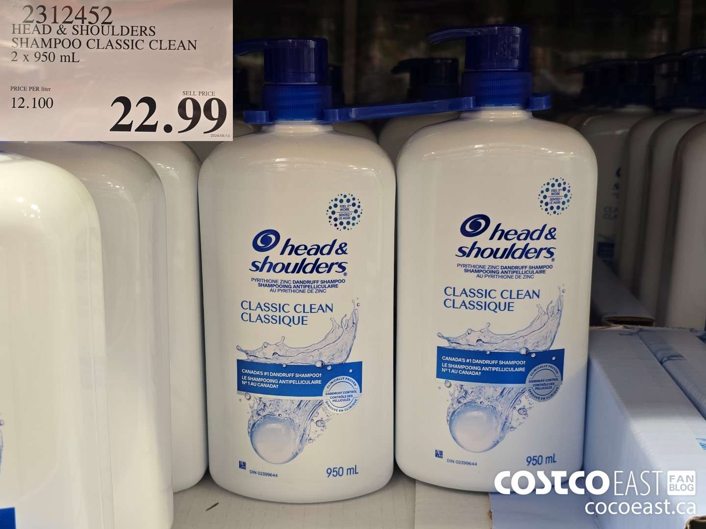 2312452 HEAD & SHOULDERS SHAMPOO CLASSIC CLEAN 2 X 950 ML $22.99