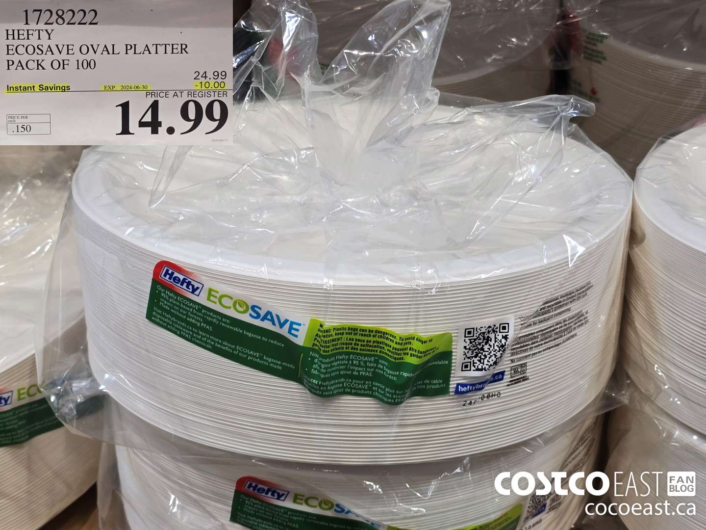 1728222 HEFTY ECOSAVE OVAL PLATTER PACK OF 100 ($10.00 INSTANT SAVINGS EXPIRES ON 2024-06-30) $14.99