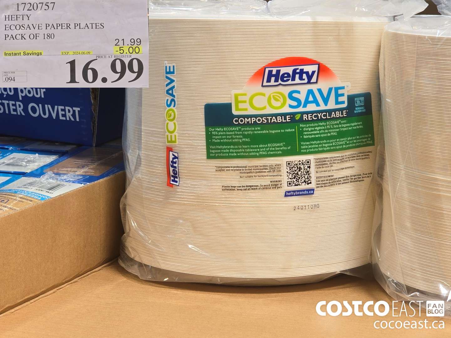 1720757 HEFTY ECOSAVE PAPER PLATES PACK OF 180 ($5.00 INSTANT SAVINGS EXPIRES ON 2024-06-09) $16.99