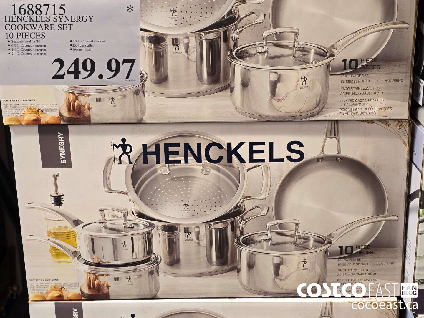 1688715 HENCKELS SYNERGY COOKWARE SET 10 PIECES $249.97