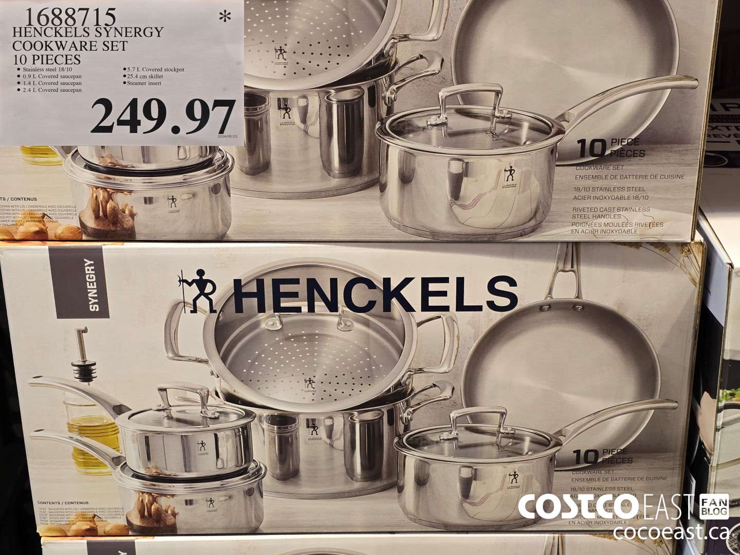 1688715 HENCKELS SYNERGY COOKWARE SET 10 PIECES $249.97