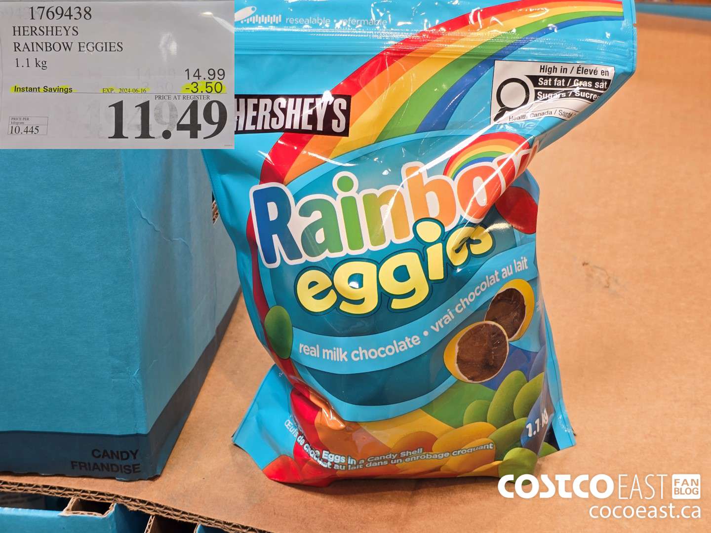 1769438 HERSHEYS RAINBOW EGGIES 1.1 kg ($3.50 INSTANT SAVINGS EXPIRES ON 2024-06-16) $11.49
