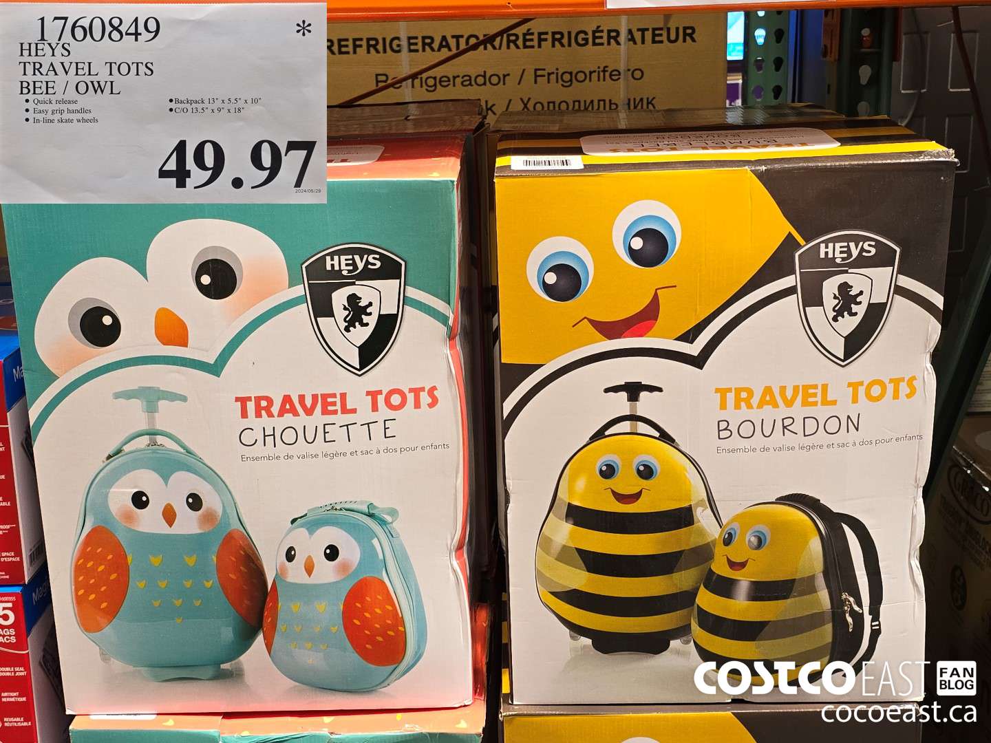 1760849 HEYS TRAVEL TOTS BEE / OWL $49.97