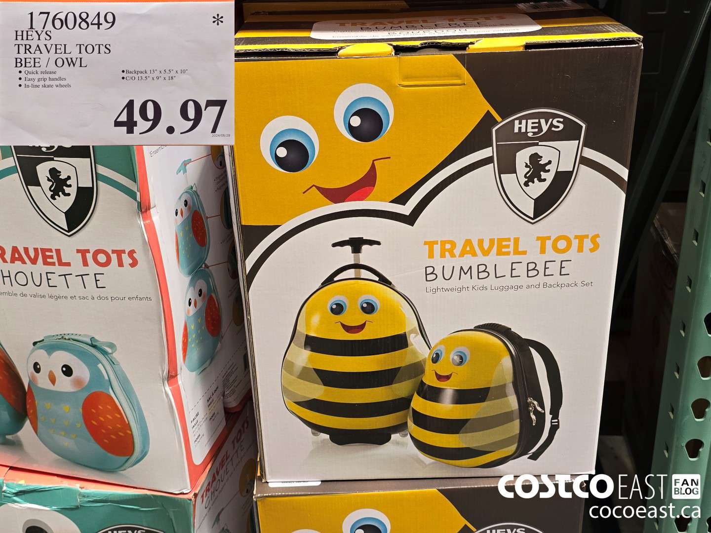1760849 HEYS TRAVEL TOTS BEE / OWL $49.97