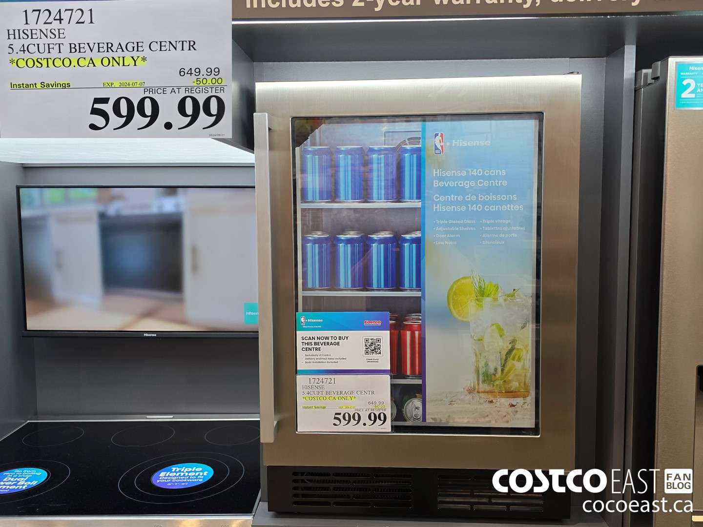 1724721 HISENSE 5. 4CUFT BEVERAGE CENTR *COSTCO.CA ONLY* ($50.00 INSTANT SAVINGS EXPIRES ON 2024-07-07) $599.99