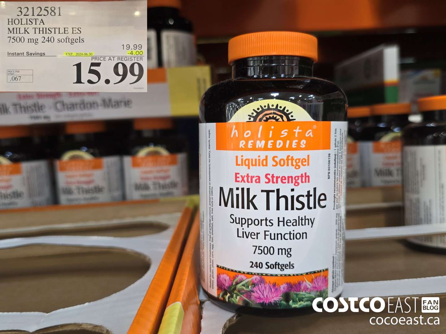 3212581 HOLISTA MILK THISTLE ES 250 mg 240 softgels ($4.00 INSTANT SAVINGS EXPIRES ON 2024-06-30) $15.99