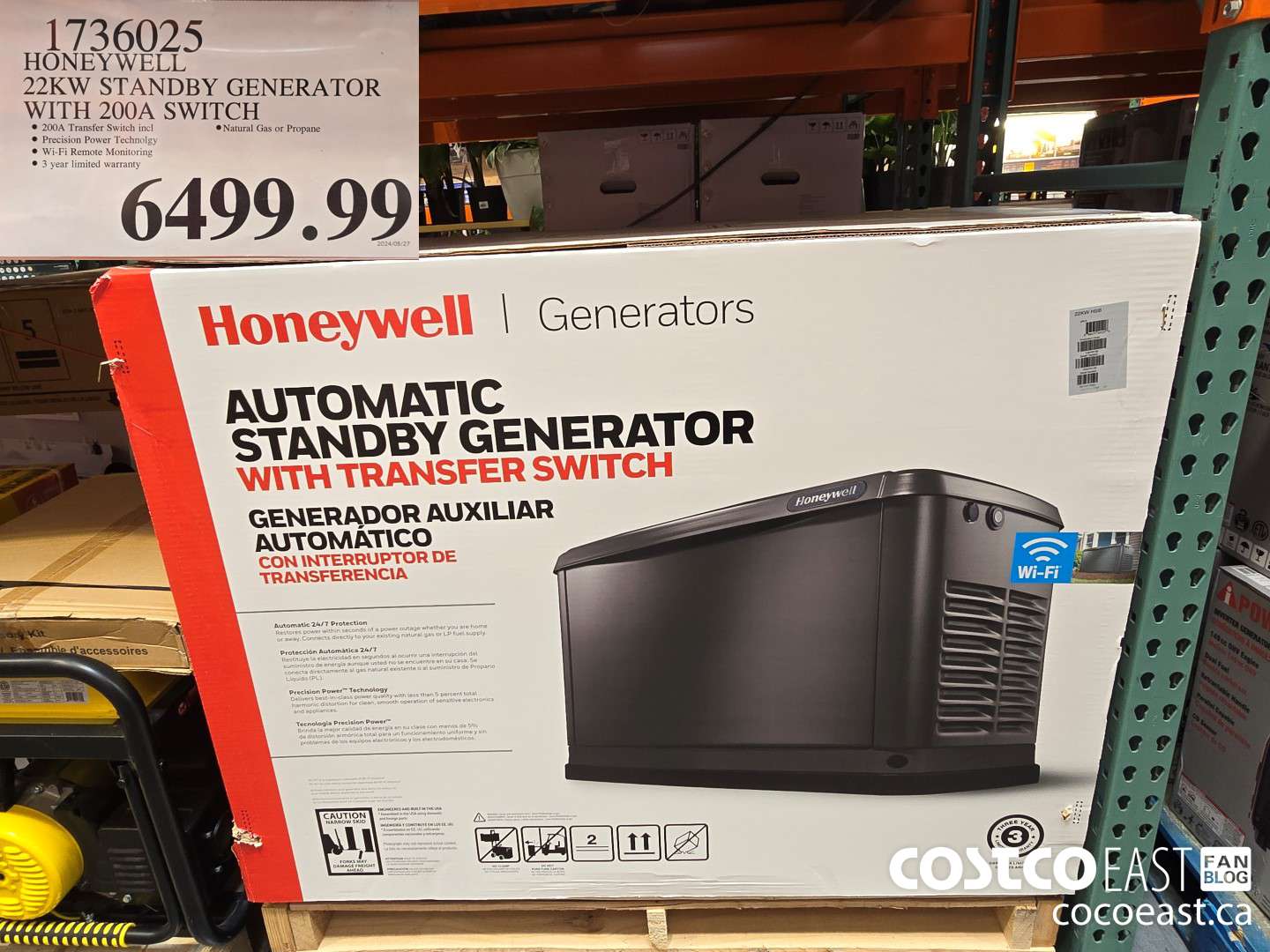 1736025 HONEYWELL 22KW STANDBY GENERATOR - WITH 200A SWITCH $6499.99