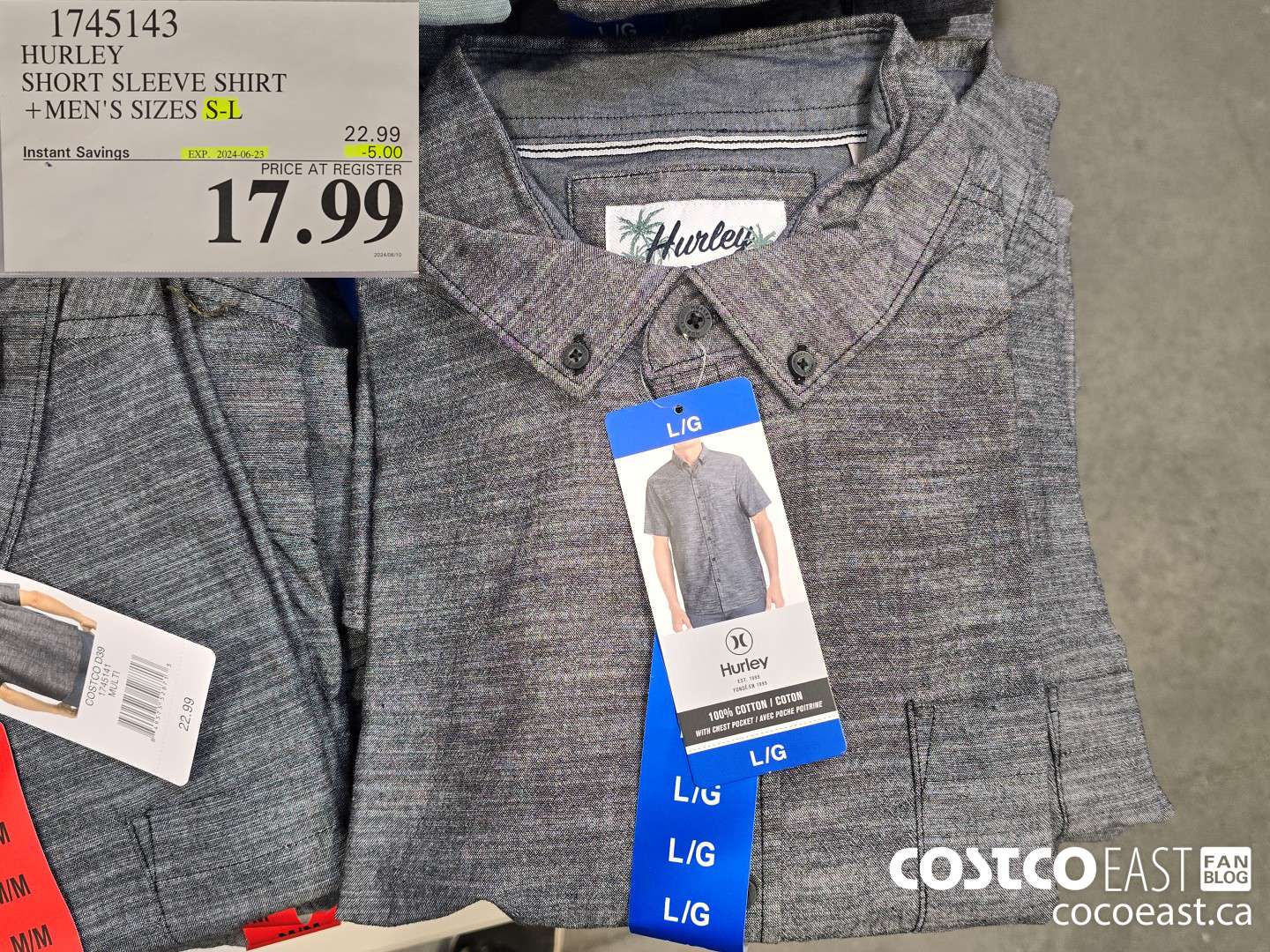 1745143 HURLEY SHORT SLEEVE SHIRT +MEN'S SIZES S-L ($5.00 INSTANT SAVINGS EXPIRES ON 2024-06-23) $17.99